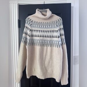 Pink Lily No Stopping Us Fair Isle Beige Turtleneck Sweater